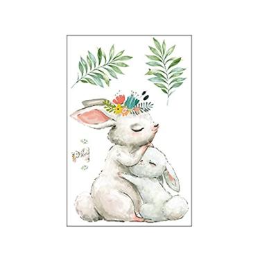 Imagem de WSWJDW Adesivos de parede Coelhos fofos para mamãe e bebê, quarto para crianças, decoração de quarto de coelhinho cinza, adesivos de parede para crianças e berçário.