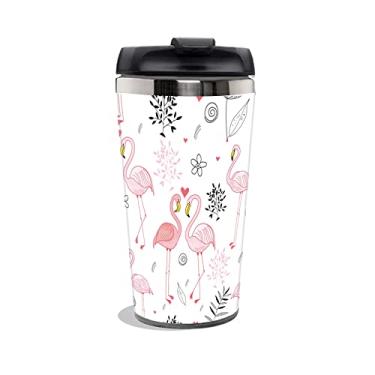 Imagem de Copo Térmico Flamingos Rosa e Branco