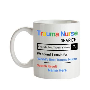 Imagem de Caneca personalizada de enfermeira Trauma - Presentes de enfermeira de trauma - de enfermeira - Personalizado com o seu nome de enfermeira de trauma - Caneca de café de 445 ml