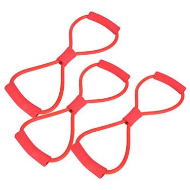 Imagem de Corda de puxar ioga, ampla gama de usos bandas extensoras de alta elasticidade padrão 3 peças látex material leve portátil para exercício de chão para pilates para ioga(vermelho)