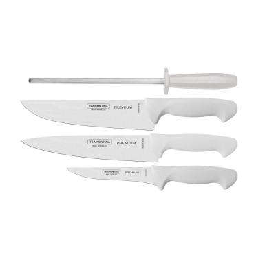 Imagem de Jogo de Facas para Churrasco Tramontina em Aço Inox com Cabo Polipropileno 4 Peças Tramontina