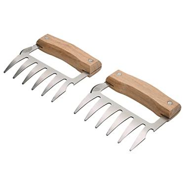Imagem de Mimo Style Desfiador de Carne em Formato de Garra, Feito de Aço Inoxidável com Cabo de Madeira. Conjunto com 02 Peças de Desfiadores. Resistente e Durável. Perfeito Para Amantes de Churrasco
