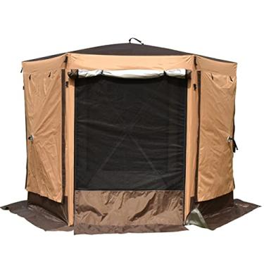 Imagem de Tenda de acampamento ao ar livre para quarto de tela, barraca pop-up instantânea, barraca de acampamento impermeável ultraleve, barraca de instalação fácil de tamanho grande para a família ao ar livre, caminhadas, marrom