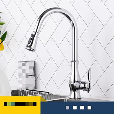 Imagem de Torneira de cozinha estilo primavera preta montada 360 graus rotação pia torneira misturador quente e frio pull down pulverizador torneiras, CFLT, 2066C, China