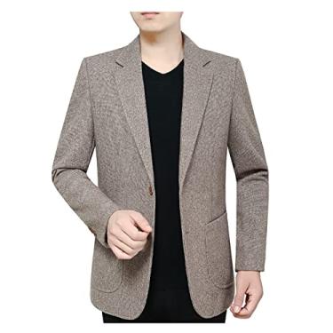 Imagem de Dawwoti Blazer masculino Tweed Blazer paletó com botões de madeira slim fit grossos lã blazer para homens, Cor 7, M