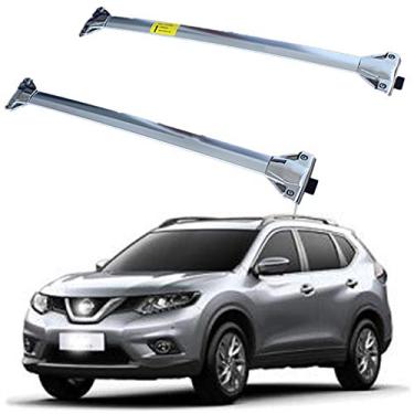 Imagem de UDP 2 peças serve para Nissan X-Trail Rogue 2014-2020 aço inoxidável ajustável barra transversal trilho de telhado bagageiro barra de rack de teto prata