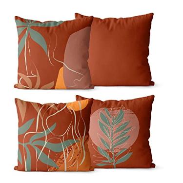 Imagem de Kit 4 Capas De Almofadas Terracota Floral 45x45