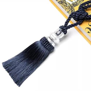 Imagem de Pacote com 2 gravatas de cortina de borla contas de cristal bola pendurada para quarto de acessórios para quarto com fivela cortina de cordas, marinho