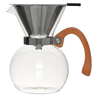 Imagem de Mimo Style Passador de Café Vidro Borossilicato 16cm com Cabo de Bambu e Filtro de Aço Inoxidável Reutilizável de Dupla Filtragem, Capacidade para 650ml, Totalmente Livre de BPA