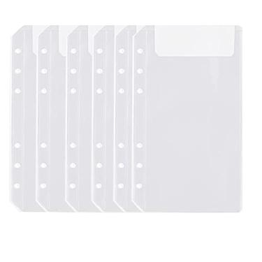 Imagem de Pasta A6 Planejador de couro PU Orçamento Bolsos Folhas de orçamento de despesas Caderno Sistema organizador de envelope de dinheiro com zíper transparente, bolsa de informações