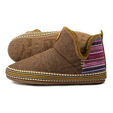 Imagem de ARIAT Chinelo feminino quente macio acrílico/lã misto parte superior interna/externa borracha inferior, Listras jeans, X-Small