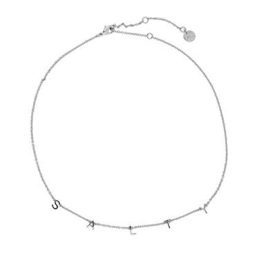 Imagem de Pura Vida Colar gargantilha com pingente de letra salgada prata de 35,5 cm - Design com pingente de marca - extensor de 7,6 cm