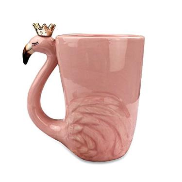 Imagem de Caneca de café rosa fofa de 473 ml canecas de noivado de flamingo de cerâmica para mulheres avó mãe caneca de café copo de leite animal engraçado canecas de casamento presente