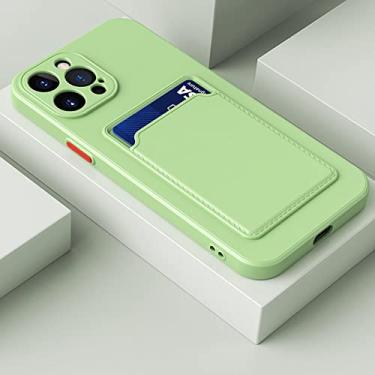 Imagem de Capa de telefone de silicone carteira titular de cartão para iphone 11 12 13 pro max xs xr x 6 6s 7 8 plus se 3 2022 2020 13 mini capa à prova de choque, verde, para iphone 11pro max