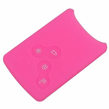 Imagem de YJADHU Controle remoto de silicone 4 botões masculino feminino chaveiro capa de chave de carro, apto para Renault Clio Logan Megane 2 3 Koleos Scenic, rosered