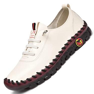 Imagem de HC NappyLux Sapatos femininos de primavera e verão feitos à mão tendão de carne macio sol mãe sapatos casuais 42 branco