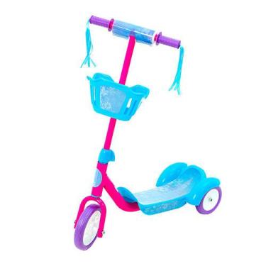 Imagem de Brinquedo Infantil Patinete De 3 Rodas Com Cestinho Rosa E Azul Bbr To