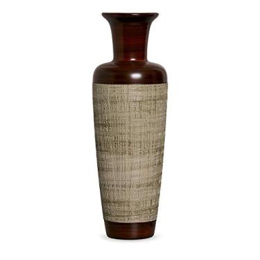 Imagem de Vaso Madri Decoração Em Cerâmica Marrom E Palha Ganash