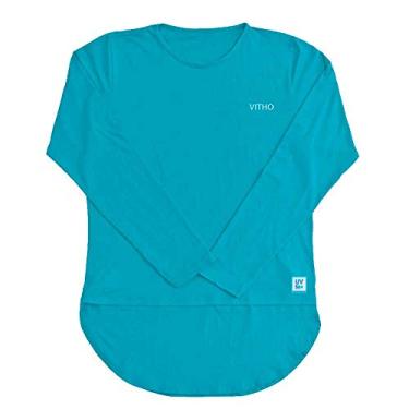 Imagem de Camiseta Feminina com Proteção Solar UV 50+ Manga Longa Mullet Azul Caribe Vitho