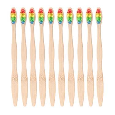 Imagem de 10 Pcs Conjunto De Escova De Dentes De Bambu Micro- Escova De Dentes Escova De Dentes Cerdas Macias Descartável Escova De Dente Média Carvão De Madeira Reciclável Criança Pequena