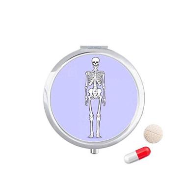 Imagem de Caixa de comprimidos com estrutura óssea do corpo humano, caixa de armazenamento de medicamentos, dispensador de recipiente