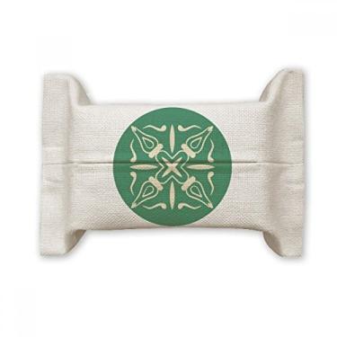 Imagem de Bolsa de linho de algodão com estampa decorativa verde estilo Talavera