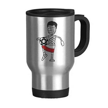 Imagem de Caneca de viagem de futebol polonesa com tampa flip em aço inoxidável copo de carro copo térmico