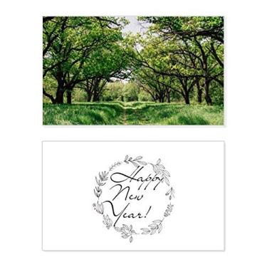 Imagem de Cartão de felicitações Green Forestry Nature Science Scenery New Year Festival Bless Message Present
