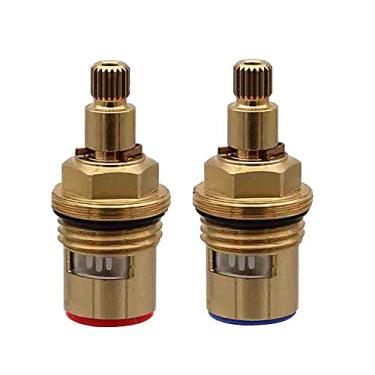 Imagem de Cartuchos de torneira, válvula de torneira de disco de cerâmica de latão de reposição, cartucho de glândula com parafusos M4 para torneira de cozinha de banheiro (cartucho quente e frio)