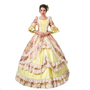 Imagem de KEMAO Vestido de baile feminino rococó, vestido de baile gótico vitoriano do século 18, rosa, M
