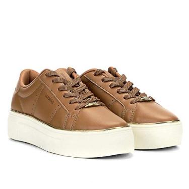 Imagem de Tênis Azaleia Flatform Friso Metalizado Feminino - Caramelo - 38