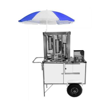 Imagem de Carrinho de Churrasco Grego com Rodas Pneumáticas Guarda Sol