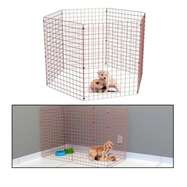 Imagem de Cercado Móvel para Cachorro Coelho 6 Telas 80cm Altura Cercadinho Pet para Adestrar Filhotes Rose