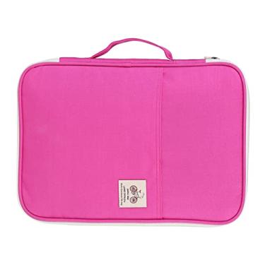 Imagem de QANYEGN Bolsa De Arquivo, Bolsa Com Zíper Para Notebook, Bolsa De Documentos, Para Armazenar Itens De Computador, Laptop, Telefone Celular 5 Cores(Rosa vermelha)