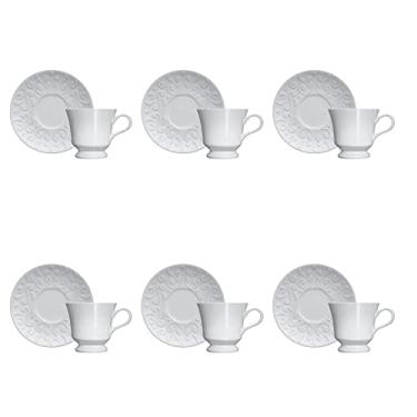 Imagem de Xícara e pires para chá em porcelana, modelo Tassel, 190 ml, Germer, Branco