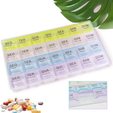 Imagem de Porta Comprimidos Diario Semanal Mensal 28 Cavidades Caixa P?lulas Suplementos Vitaminas Rem?dios Organizador Separador
