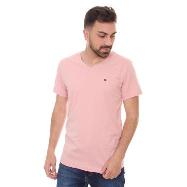 Imagem de Camiseta Tommy Hilfiger Masculina Essential V-Neck Rosa Claro-Masculino