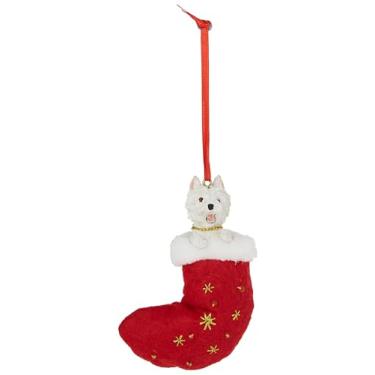 Imagem de E&S Pets Enfeite de Natal Westie com Detalhes Costurados e Pintados à Mão - Ornamento de Natal Realista - Material: Resina de Poliéster - Ocasião: Natal