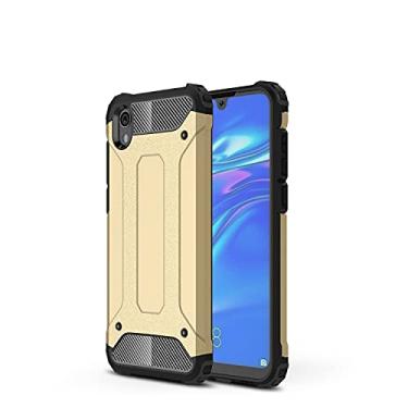 Imagem de MUUGO Pacotes de capa protetora compatível com Huawei Y5 2019/Honor 8S capa TPU + PC bumper camada dupla à prova de choque híbrido capa robusta protetora capa de telefone (cor: ouro)