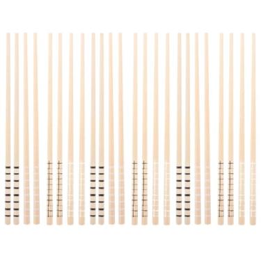 Imagem de Kit 12 Hashis de Bambu Palitos de Comida Japonesa Sushi 24cm Estampas Geométricas