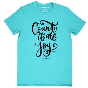 Imagem de Kerusso Grace & TruthCount It All Joy Camiseta de algodão azul piscina gola redonda, Piscina azul, XXG