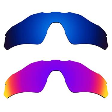 Imagem de Alphax 2 pares de lentes polarizadas de substituição para óculos de sol Oakley Radar EV Path OO9208 - Deep Water + Midnight Sun