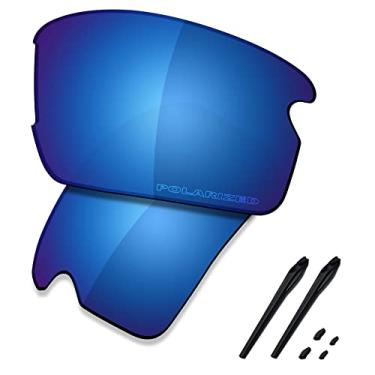 Imagem de SAUCER Lentes de reposição premium e kits de borracha para óculos de sol Oakley Flak 2.0 Asian Fit (AF) OO9271 de alta definição - Azul meia-noite polarizado