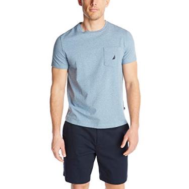 Imagem de Nautica Camiseta masculina lisa com gola redonda e bolso de manga curta, Âncora profunda mesclada, XG