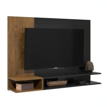 Imagem de Painel Para TV Até 50 Polegadas Quarto/Sala Com Nichos E Prateleiras Suspenso - Quality Móveis (Preto/Nature)