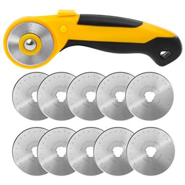 Imagem de AUTOTOOLHOME Cortador rotativo de 45 mm, cortador automático de tecido, lâminas de troca rápida com trava de segurança para acolchoamento, costura, artesanato, lâminas de substituição (cor 02)