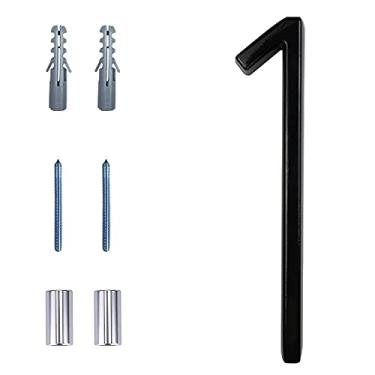 Imagem de Números de casa modernos flutuantes de 12,7 cm, número de endereço residencial de liga de zinco Deamos para fora da casa com acabamento de tinta reflexiva preto, suporte flutuante ou montagem embutida