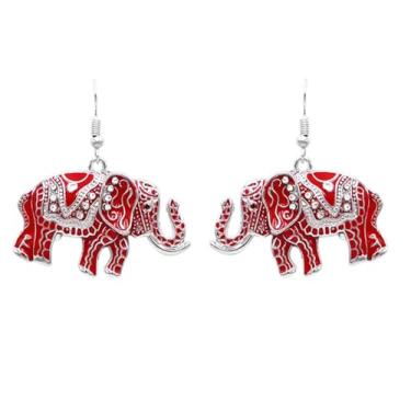 Imagem de Rosemarie & Jubalee Conjunto de brincos de colar feminino majestoso revestido de cristal revestido de elefante da sorte, 30,5 cm + 5 cm de extensão, Metal Vidro Metal Vidro esmalte, Cristal de vidro