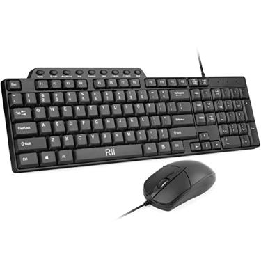 Imagem de Conjunto básico de teclado e mouse Rii RK203, tamanho ultra completo, USB básico, mouse e teclado com teclado numérico para computador, laptop, notebook, Windows e trabalho escolar (1 pacote)