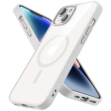 Imagem de YSLBWLE Capa magnética para iPhone 13 Mini, [compatível com Magsafe], [proteção contra quedas de grau militar de 3 metros] Capa protetora fina translúcida fosca, TPU + PC capa protetora de luxo para